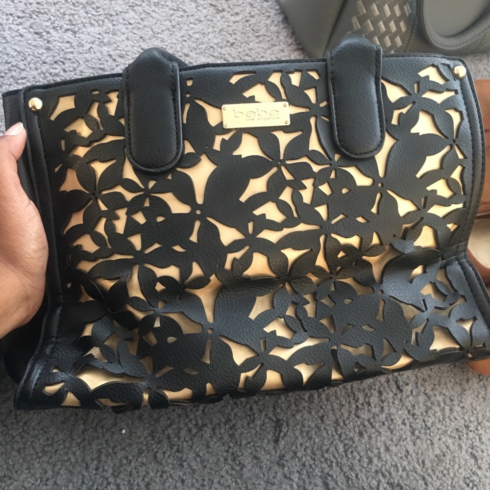 Bebe black and gold purse